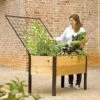 Elevated Planter Box And Space-Maker Pivoting Trellis Set, 2' X 4' -GardenJoy Shop 8590247 492 cedar planter box with trellis tif