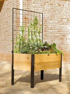 Elevated Planter Box And Space-Maker Pivoting Trellis Set, 2' X 4' -GardenJoy Shop 8590247 550 tif