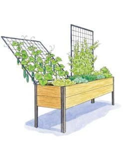 Elevated Planter Box And Space-Maker Pivoting Trellis Set, 2' X 8' 8 Elevated Planter Box And Space-Maker Pivoting Trellis Set, 2' X 8' -GardenJoy Shop 8590367 SMTrellis 8ft tif