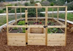 Garden In A Box Cedar Raised Bed With Deer Fence, 8' X 8' -GardenJoy Shop 8595875 03V tif