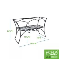 Achla Designs Wrought Iron Arbor Bench With Back -GardenJoy Shop 8598749 03V tif