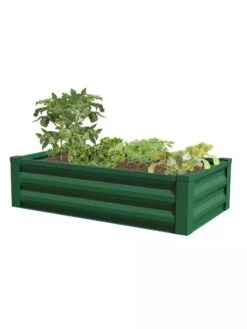Powder-Coated Metal Raised Garden Bed, 24" X 48" 9 Powder-Coated Metal Raised Garden Bed, 24" X 48" -GardenJoy Shop 8599393 02V powder coated metal raised garden bed 24x49 forest green
