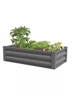 Powder-Coated Metal Raised Garden Bed, 24" X 48" 8 Powder-Coated Metal Raised Garden Bed, 24" X 48" -GardenJoy Shop 8599393 03 powder coated metal raised garden bed 24x50 gray