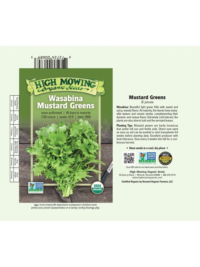 Wasabina Mustard Greens Organic Seeds 4 Wasabina Mustard Greens Organic Seeds - Image 2