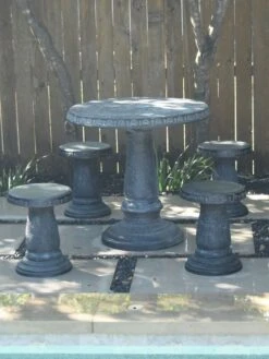 Round Patio Garden Table -GardenJoy Shop 8610576 12v exaco trading endura clay stools set of 4 1