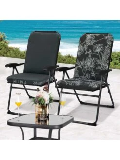 Outdoor Decor™ Seat Pad High Back Cushions, 20" X 45" 15 Outdoor Decor™ Seat Pad High Back Cushions, 20" X 45" -GardenJoy Shop 8611125 102v bkf outdoor seat pad high back cushions 20x45 black flowers