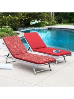 Outdoor Decor™ Chaise Lounge Cushions, 22" X 73" 12 Outdoor Decor™ Chaise Lounge Cushions, 22" X 73" -GardenJoy Shop 8611127 102v fthr outdoor chaise lounge cushion 22x73 red feather
