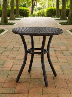 Crosley Palm Harbor Outdoor Wicker Round Side Table -GardenJoy Shop 8611949 01v palm harbor outdoor wicker round side table