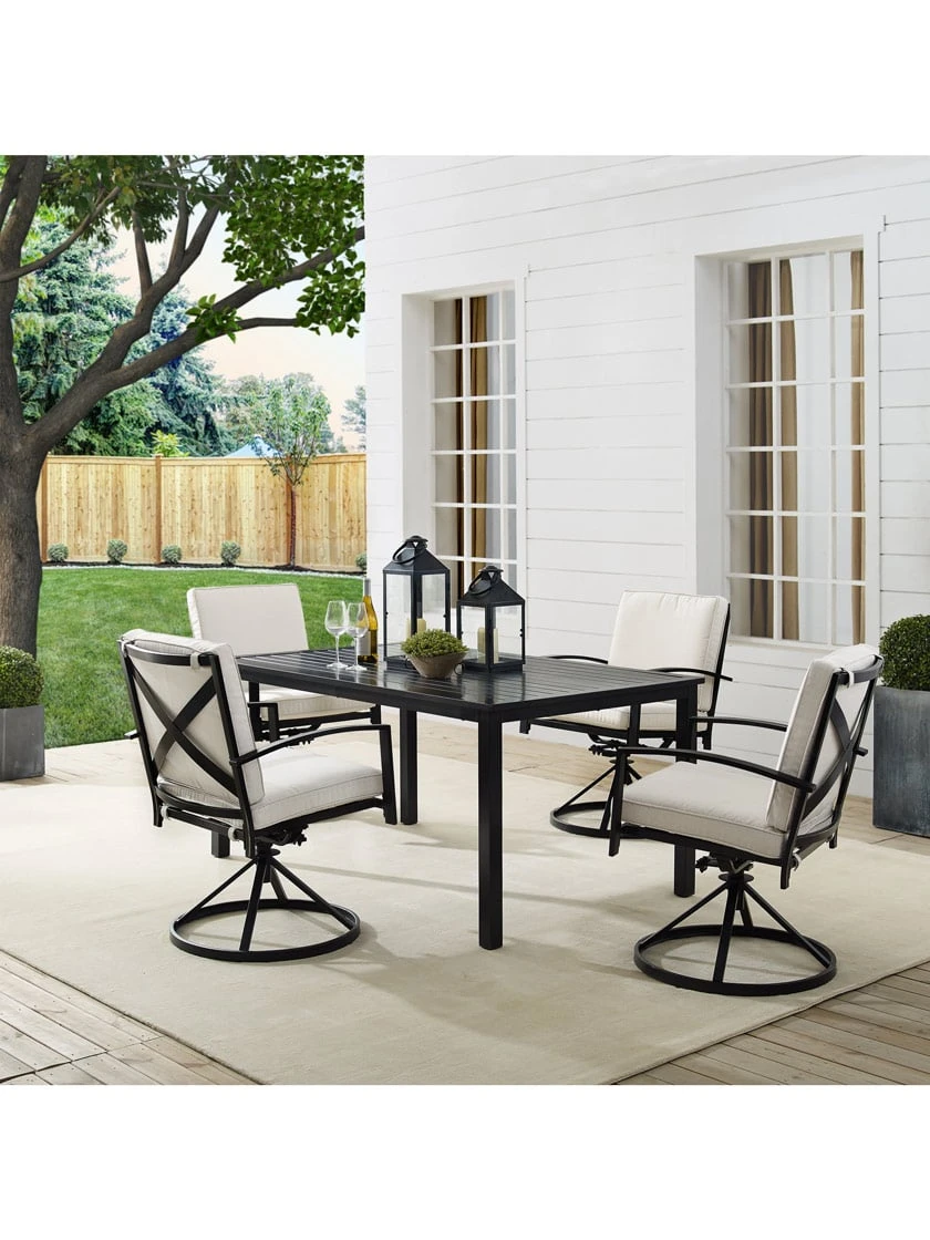 Crosley Kaplan 5Pc Outdoor Dining Set With Swivel Chairs 4 Crosley Kaplan 5Pc Outdoor Dining Set With Swivel Chairs - Image 2