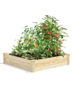 Pine Raised Garden Beds, 4'x4' -GardenJoy Shop 8612250 02v