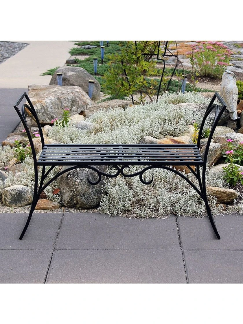 Achla Designs Wrought Iron Arbor Bench 4 Achla Designs Wrought Iron Arbor Bench - Image 2
